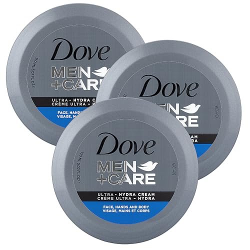 Dove Men+Care Ultra Hydra Creme – Gesicht, Hände und Körper – für alle Hauttypen – 3er-Pack à 150 ml – Tiegel