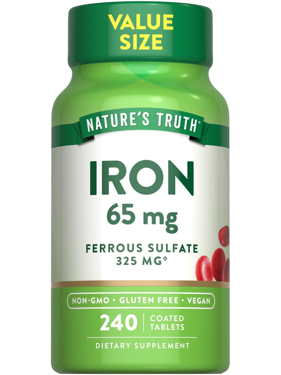 Nature's Truth Eisen Tabletten 65 mg | 240 Stück | 325 mg Eisensulfat | Veganes, Nicht-GVO & Glutenfreies Nahrungsergänzungsmittel