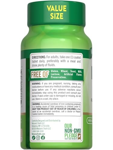 Nature's Truth Eisen Tabletten 65 mg | 240 Stück | 325 mg Eisensulfat | Veganes, Nicht-GVO & Glutenfreies Nahrungsergänzungsmittel