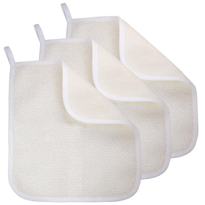 Peeling-Waschlappen (3er Pack) – Körper- und Gesichtspeeling-Tuch, doppelseitiger Peeling-Duschhandschuh aus Nylon und Baumwolle, Estropajos para el cuerpo