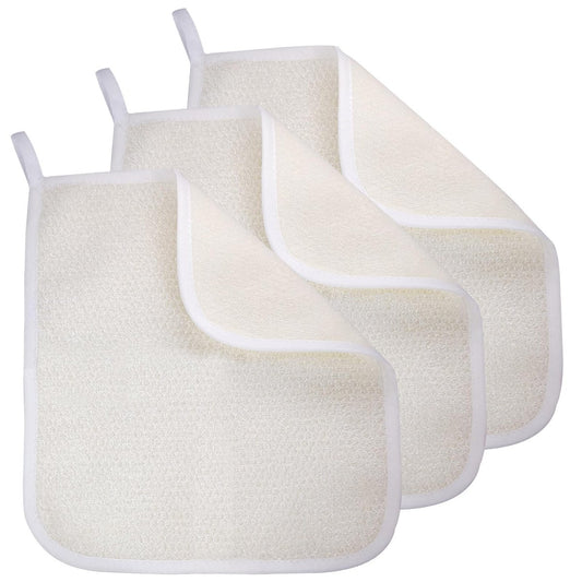 Peeling-Waschlappen (3er Pack) – Körper- und Gesichtspeeling-Tuch, doppelseitiger Peeling-Duschhandschuh aus Nylon und Baumwolle, Estropajos para el cuerpo