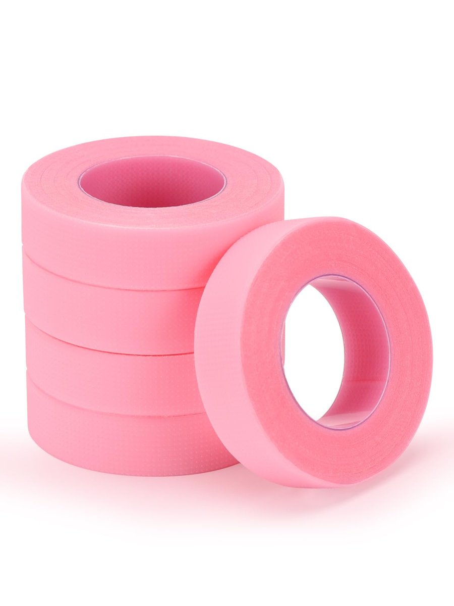 TEOYALL PE Wimpernklebeband, 5 Rollen Atmungsaktives Mikropore-Klebeband Rosa Wimpernverlängerungsbänder Wimpernverlängerungszubehör - 9 Meter/10 Yards pro Rolle (5 Rollen)