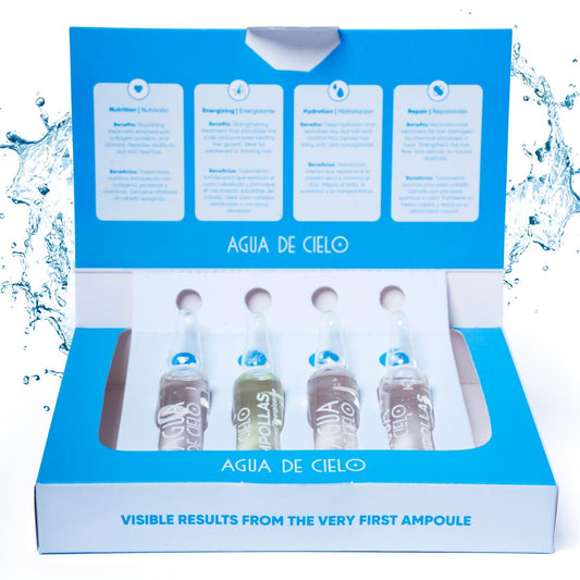 Agua de Cielo Haarampullen Set – Intensive Haarbehandlung für geschädigtes Haar: Pflege, Feuchtigkeit, Reparatur & Wachstum – 4 Ampullen à 10 ml