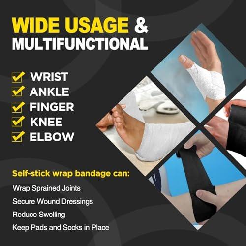 OK TAPE 12 Rollen Selbstklebende Bandage, elastisches Sporttape, selbsthaftendes Verbandstape, Vet Wrap, medizinisches Tape für Handgelenk, Füße, 5 cm x 4,6 m - Weiß