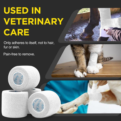 OK TAPE 12 Rollen Selbstklebende Bandage, elastisches Sporttape, selbsthaftendes Verbandstape, Vet Wrap, medizinisches Tape für Handgelenk, Füße, 5 cm x 4,6 m - Weiß