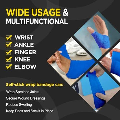 OK TAPE 12 Rollen Selbstklebender Verbandwickel, Elastisches Athletik-Tape, Selbsthaftendes Bandagen-Tape, Veterinärwickel, medizinische Wickel für Handgelenk, Füße, 5 cm x 4,5 m - Blau
