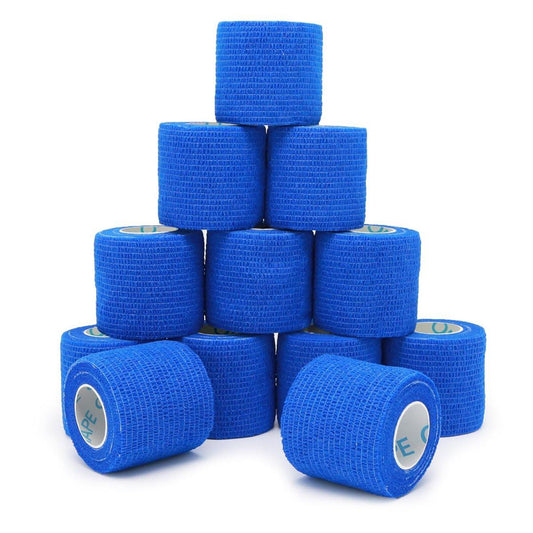 OK TAPE 12 Rollen Selbstklebender Verbandwickel, Elastisches Athletik-Tape, Selbsthaftendes Bandagen-Tape, Veterinärwickel, medizinische Wickel für Handgelenk, Füße, 5 cm x 4,5 m - Blau