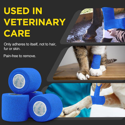 OK TAPE 12 Rollen Selbstklebender Verbandwickel, Elastisches Athletik-Tape, Selbsthaftendes Bandagen-Tape, Veterinärwickel, medizinische Wickel für Handgelenk, Füße, 5 cm x 4,5 m - Blau