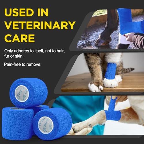 OK TAPE 12 Rollen Selbstklebender Verbandwickel, Elastisches Athletik-Tape, Selbsthaftendes Bandagen-Tape, Veterinärwickel, medizinische Wickel für Handgelenk, Füße, 5 cm x 4,5 m - Blau