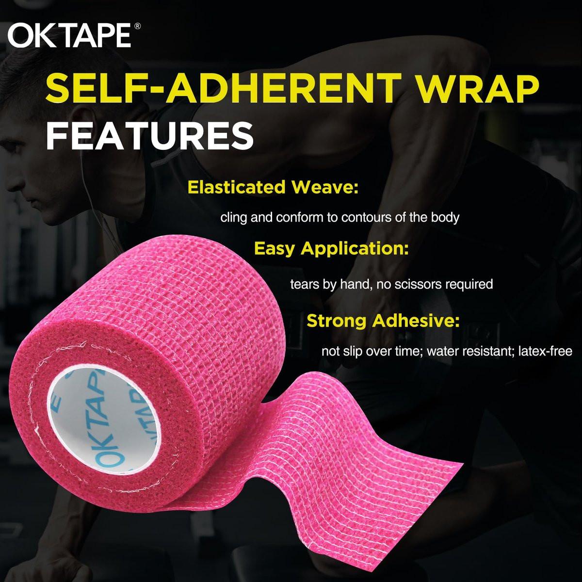 OK TAPE 12 Rollen Selbstklebende Bandage, Elastisches Athletik-Tape, Selbsthaftendes Verbandstape, Veterinärwickel, medizinisches Tape für Handgelenk, Füße, 2" x 4,6 m - Rosa