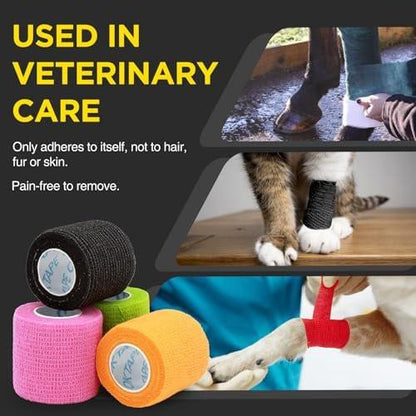 OK TAPE 12 Rollen Selbstklebender Verband, Elastisches Sporttape, Selbsthaftendes Band, Veterinärwickel, Medizinisches Tape für Handgelenk, Füße, 5 cm x 4,5 m