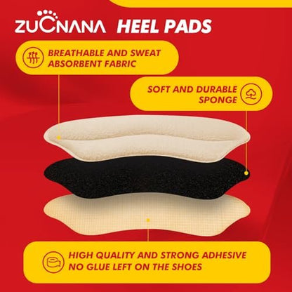 ZUCNANA Ball-of-Foot-Polster für Damen – 4 Paar Metatarsal-Pads, Anti-Rutsch-Fersenpolster gegen Blasen und Verrutschen (Beige+Schwarz)