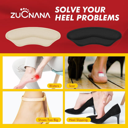 ZUCNANA Ball-of-Foot-Polster für Damen – 4 Paar Metatarsal-Pads, Anti-Rutsch-Fersenpolster gegen Blasen und Verrutschen (Beige+Schwarz)
