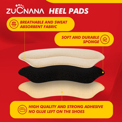 ZUCNANA Ball-of-Foot-Polster für Damen – 4 Paar Metatarsal-Pads, Anti-Rutsch-Fersenpolster gegen Blasen und Verrutschen (Beige+Schwarz)