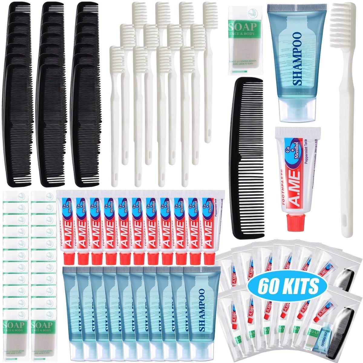 Ziliny 60-teiliges Basic Toilettenartikel-Set für Obdachlosen-Hygienekits – Pflegepakete für wohltätige Zwecke