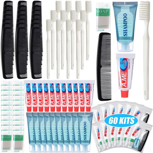 Ziliny 60-teiliges Basic Toilettenartikel-Set für Obdachlosen-Hygienekits – Pflegepakete für wohltätige Zwecke