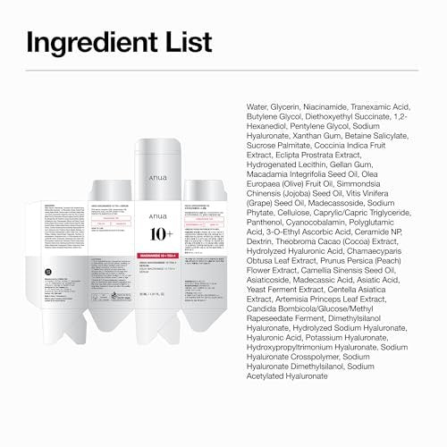 Anua Niacinamid 10 + TXA 4 Serum – Dunkle Flecken Pflege, Hyaluronsäure, Tranexamsäure, Leichtes & feuchtigkeitsspendendes All-in-One tägliches Gesichtsserum für Glas-Haut, Koreanische Hautpflege, 30 ml