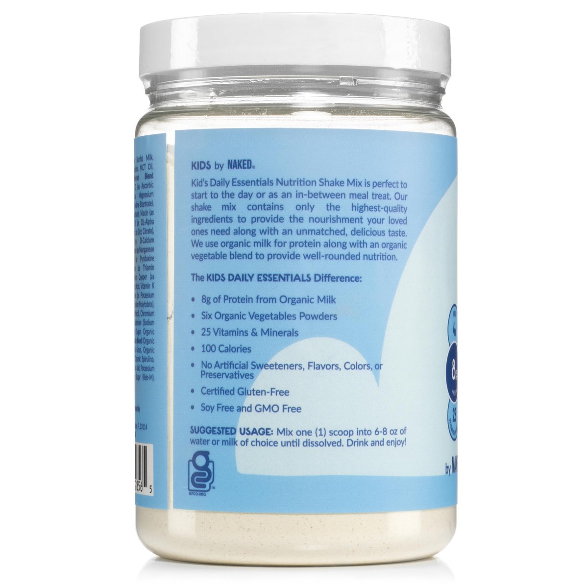 Naked Vanilla Kids Daily Essentials – Bio-Milchprotein-Shake mit 6 Bio-Gemüsesorten, 25 Vitaminen & Mineralstoffen, ohne künstliche Zusätze