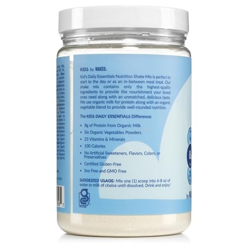 Naked Vanilla Kids Daily Essentials – Bio-Milchprotein-Shake mit 6 Bio-Gemüsesorten, 25 Vitaminen & Mineralstoffen, ohne künstliche Zusätze