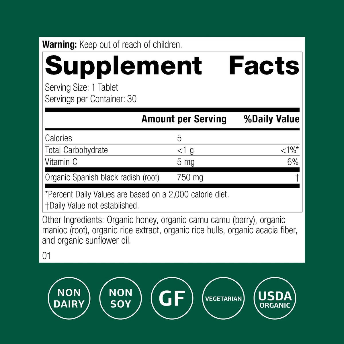 Standard Process Spanish Black Radish – Lebergesundheit & Gallenblasenunterstützung – Glutenfrei, laktosefrei & sojafrei – 30 Tabletten