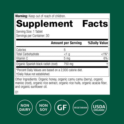 Standard Process Spanish Black Radish – Lebergesundheit & Gallenblasenunterstützung – Glutenfrei, laktosefrei & sojafrei – 30 Tabletten