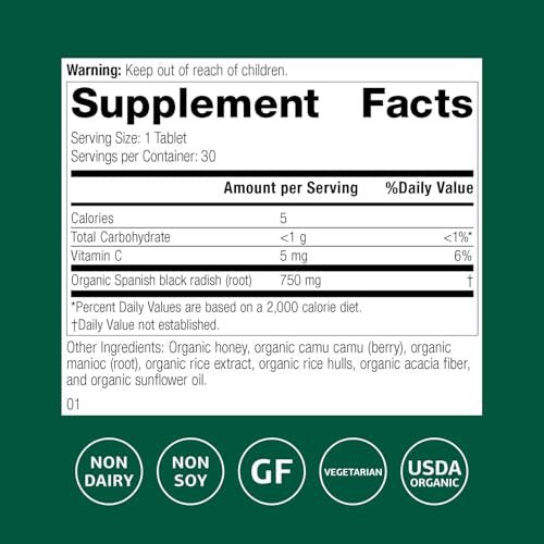 Standard Process Spanish Black Radish – Lebergesundheit & Gallenblasenunterstützung – Glutenfrei, laktosefrei & sojafrei – 30 Tabletten