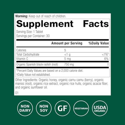 Standard Process Spanish Black Radish – Lebergesundheit & Gallenblasenunterstützung – Glutenfrei, laktosefrei & sojafrei – 30 Tabletten