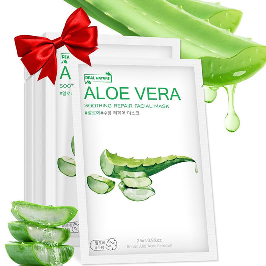 Aloe Vera Gesichtsmaske – Feuchtigkeitsspendende Gesichtsmasken für trockene, ölige, empfindliche Haut – Aloe-Gesichtspflegeblatt für Feuchtigkeit, Beruhigung, Sonnenpflege, Akne – 10er-Pack