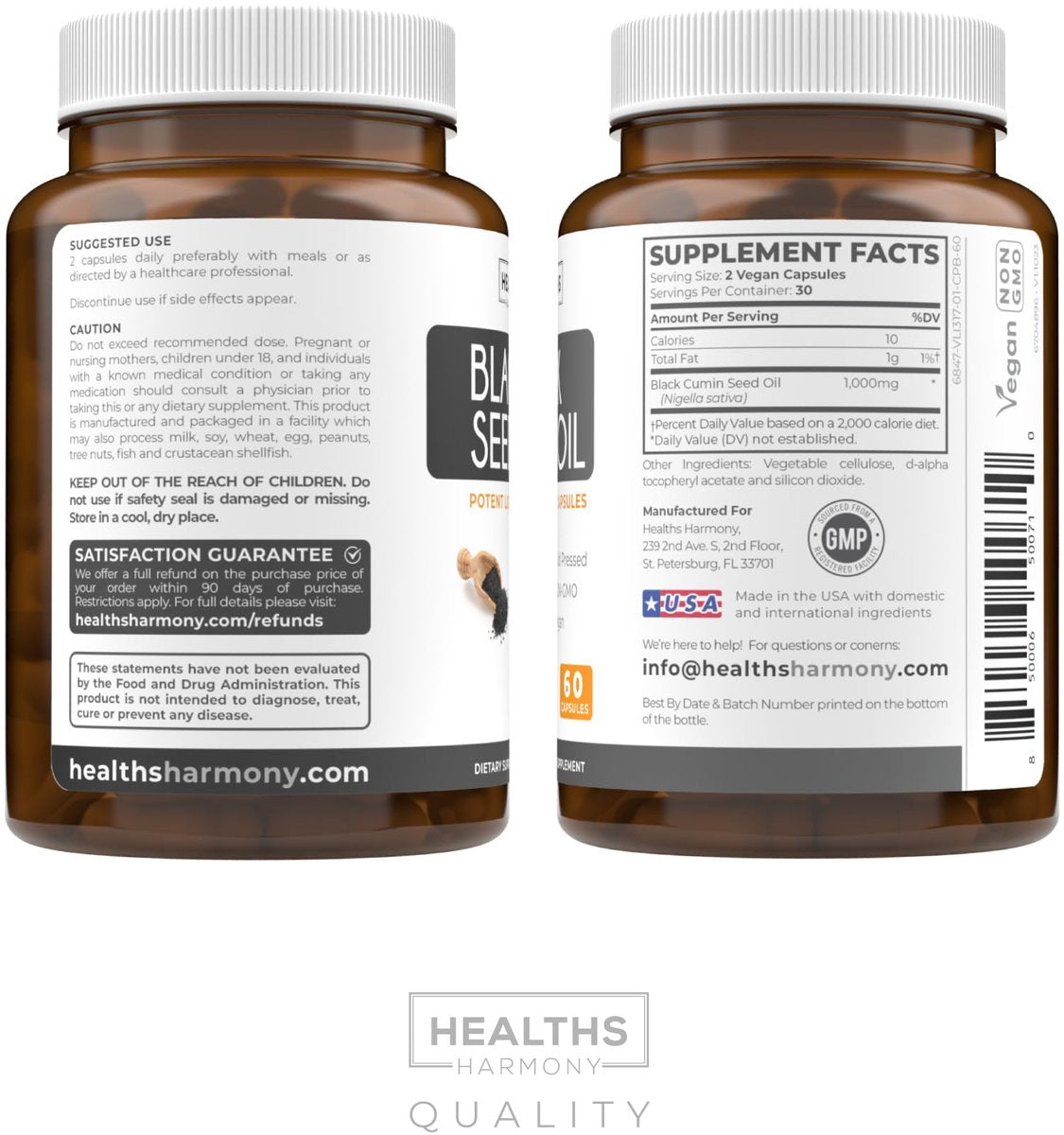 Schwarzkümmelöl - 60 Weichkapseln (Non-GMO & vegan) Premium kaltgepresstes Nigella Sativa mit Vitamin E - 500 mg pro Kapsel, 1000 mg pro 2 Kapseln