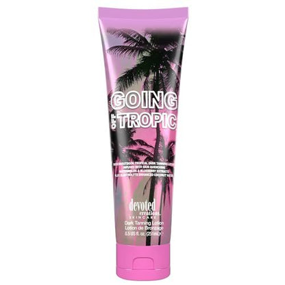Devoted Creations Going Off Tropic – Hautberuhigende Extrakte mit Elektrolyten für intensives Bräunen drinnen & draußen, 8,5 Fl Oz