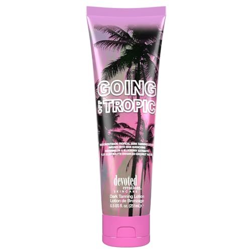 Devoted Creations Going Off Tropic – Hautberuhigende Extrakte mit Elektrolyten für intensives Bräunen drinnen & draußen, 8,5 Fl Oz