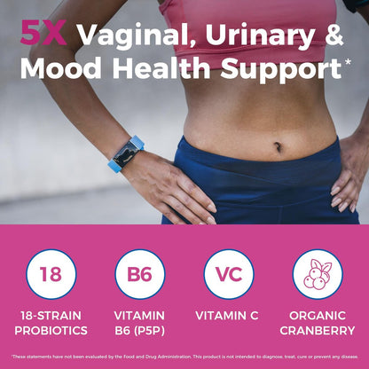 NewRhythm Probiotika für Frauen – P-5-P, Vitamin C & Bio-Cranberry – 100 Milliarden KBE, 18 Stämme – Präbiotika & Vaginalprobiotika für Verdauungsgesundheit & pH-Gleichgewicht – 60 Kapseln – Ohne Milchprodukte