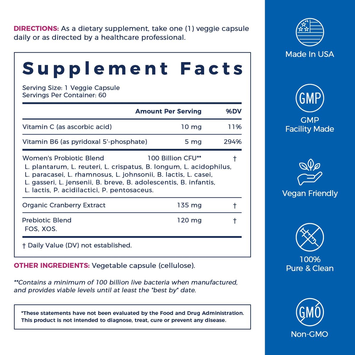 NewRhythm Probiotika für Frauen – P-5-P, Vitamin C & Bio-Cranberry – 100 Milliarden KBE, 18 Stämme – Präbiotika & Vaginalprobiotika für Verdauungsgesundheit & pH-Gleichgewicht – 60 Kapseln – Ohne Milchprodukte