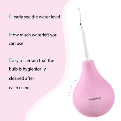 TopQuaFocus 8oz Einlaufbirnen-Set – Anal- und Vaginaldusche mit Silikonbirne und 4 austauschbaren Aufsätzen (Pink, 224ml)