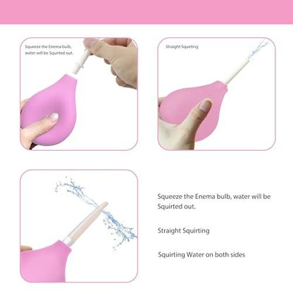 TopQuaFocus 8oz Einlaufbirnen-Set – Anal- und Vaginaldusche mit Silikonbirne und 4 austauschbaren Aufsätzen (Pink, 224ml)