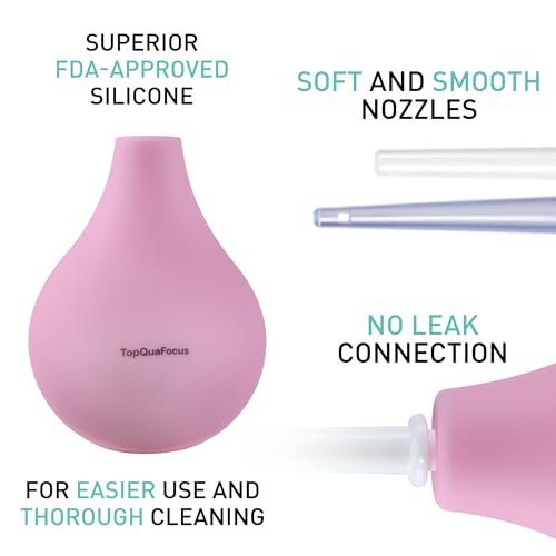 TopQuaFocus 8oz Einlaufbirnen-Set – Anal- und Vaginaldusche mit Silikonbirne und 4 austauschbaren Aufsätzen (Pink, 224ml)
