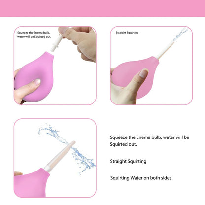 TopQuaFocus 8oz Einlaufbirnen-Set – Anal- und Vaginaldusche mit Silikonbirne und 4 austauschbaren Aufsätzen (Pink, 224ml)