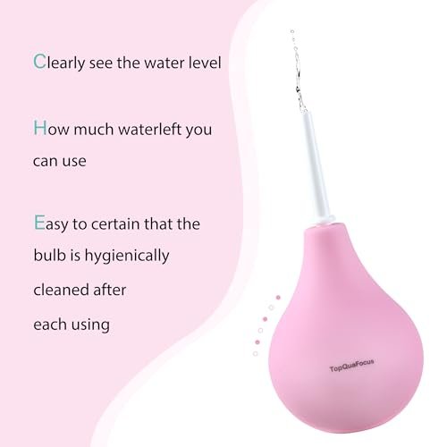 TopQuaFocus 8oz Einlaufbirnen-Set – Anal- und Vaginaldusche mit Silikonbirne und 4 austauschbaren Aufsätzen (Pink, 224ml)