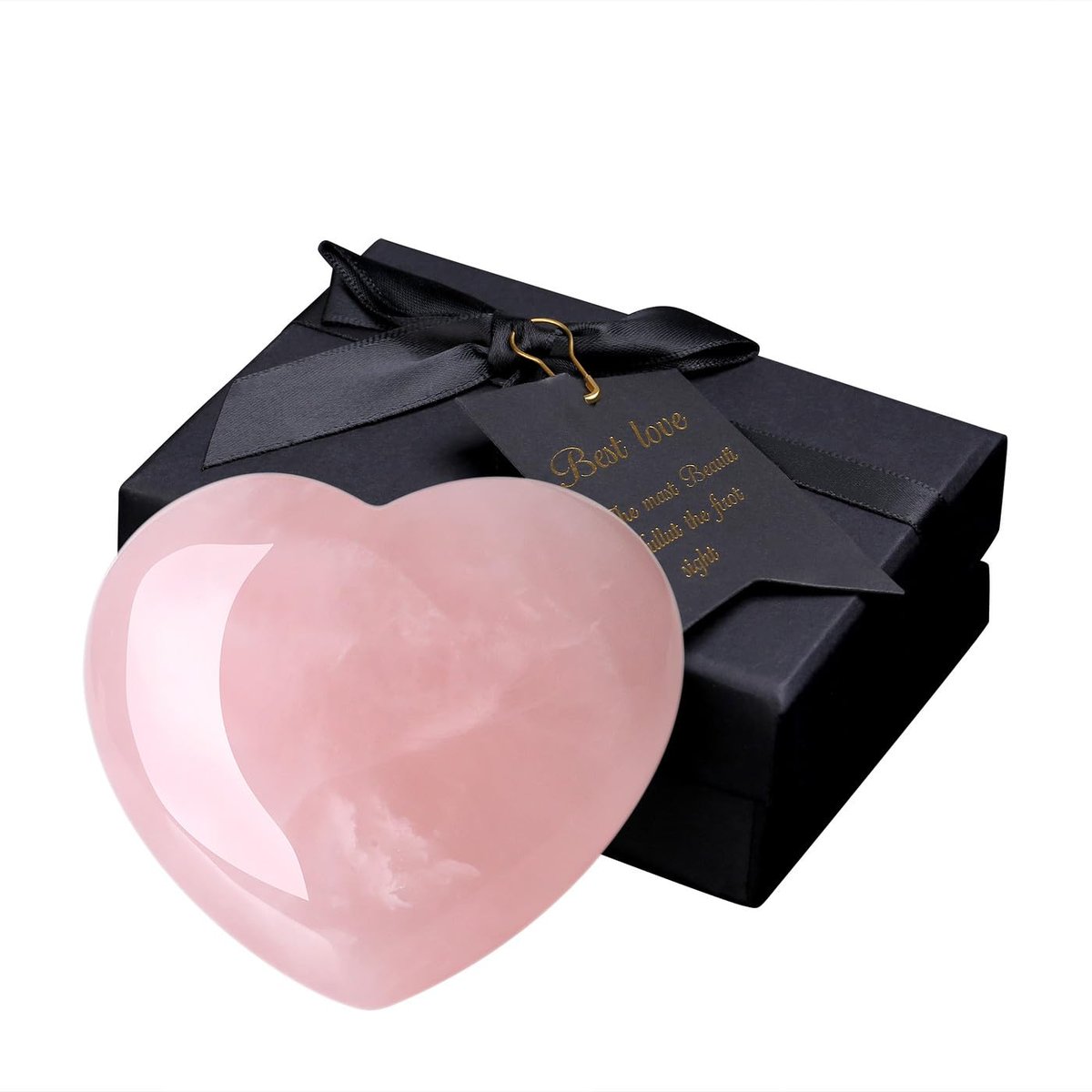 MAIBAOTA 60 mm Rosenquarz Herzstein – Geschenk für Mama & Frauen, natürlicher Reiki-Heilstein, poliertes Herz