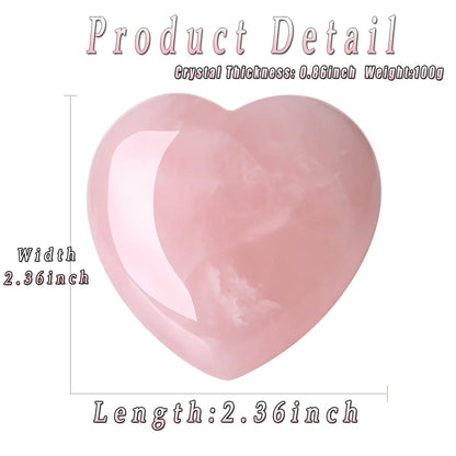 MAIBAOTA 60 mm Rosenquarz Herzstein – Geschenk für Mama & Frauen, natürlicher Reiki-Heilstein, poliertes Herz