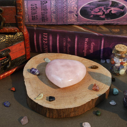 MAIBAOTA 60 mm Rosenquarz Herzstein – Geschenk für Mama & Frauen, natürlicher Reiki-Heilstein, poliertes Herz
