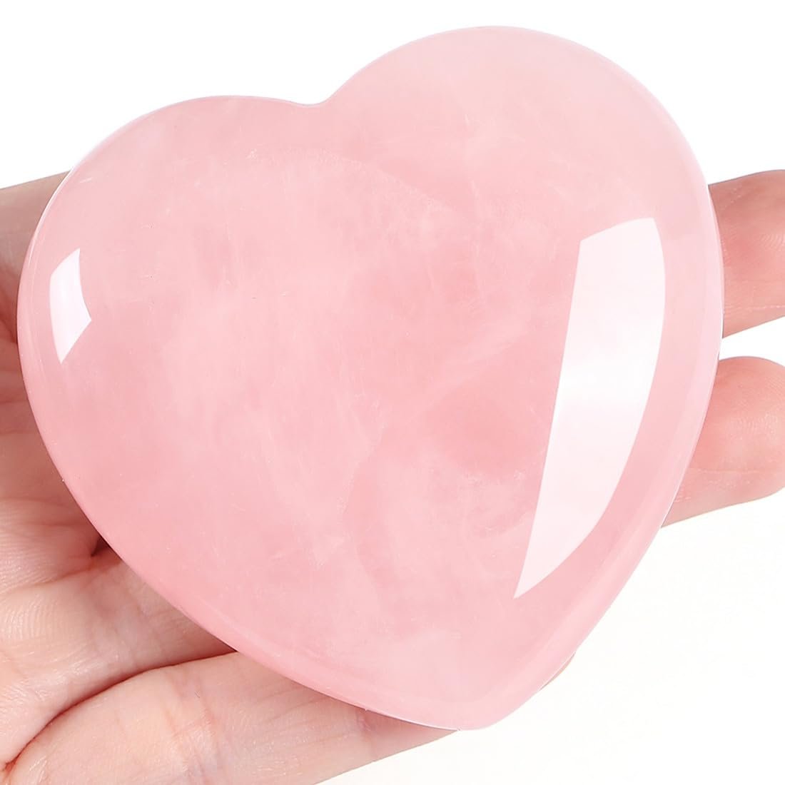 MAIBAOTA 60 mm Rosenquarz Herzstein – Geschenk für Mama & Frauen, natürlicher Reiki-Heilstein, poliertes Herz