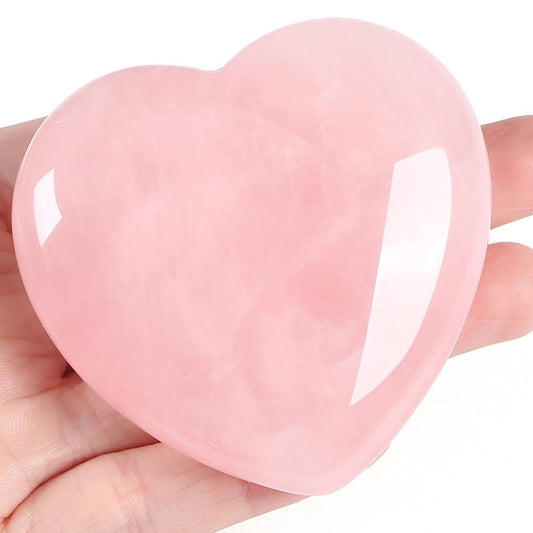 MAIBAOTA 60 mm Rosenquarz Herzstein – Geschenk für Mama & Frauen, natürlicher Reiki-Heilstein, poliertes Herz