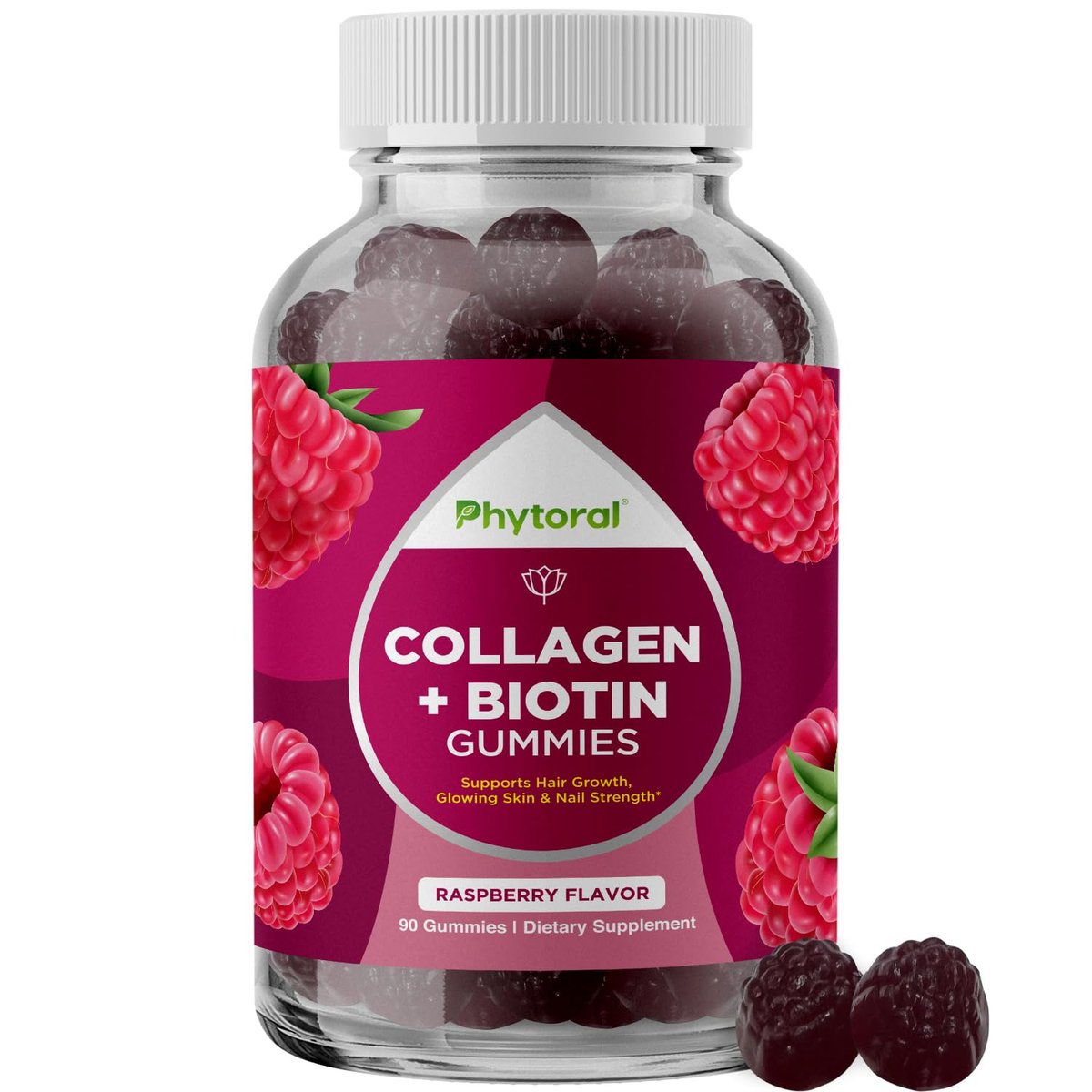 Hydrolysierte Kollagenpeptide für Frauen mit Biotin – Haar-, Haut- und Nagelvitamine für Elastizität, Vitalität & Feuchtigkeit – Gummibärchen mit natürlichem Biotin und Kollagen – 90 Stück