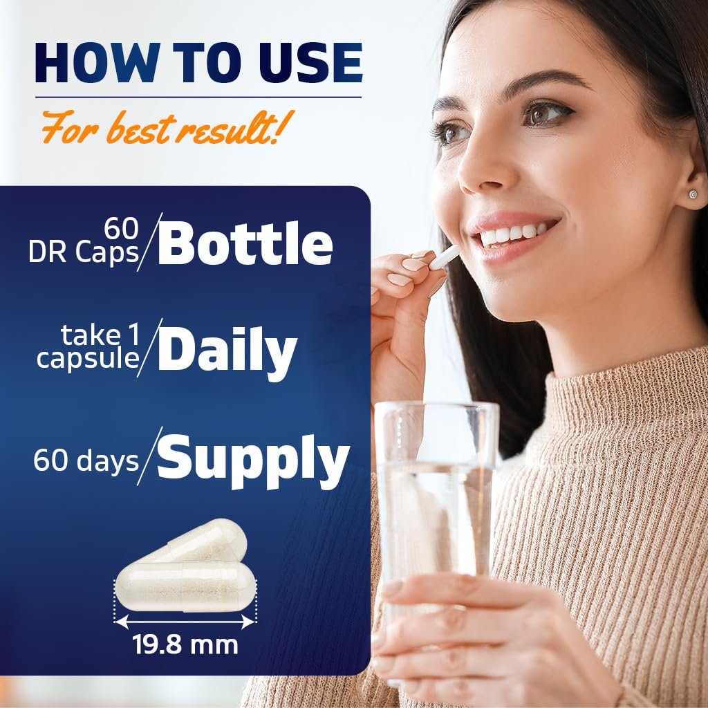 Vitamatic Lactobacillus Rhamnosus 5 Milliarden pro Kapsel (10 Milliarden pro 2 Kapseln) - 60 Kapseln - Fortschrittliche Verdauungs- & Immununterstützung - Mit Präbiotikum Inulin-Faser