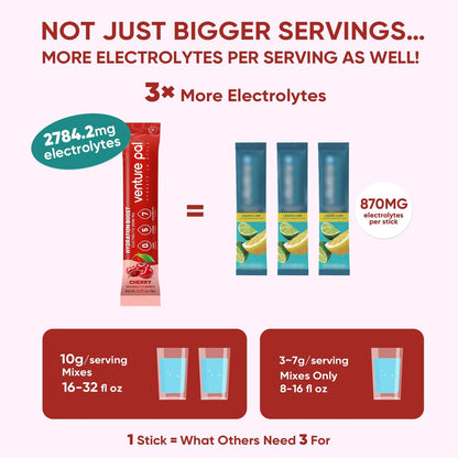 Venture Pal Zuckerfreie Elektrolyt-Pulverbeutel - Flüssiger Daily IV Drink für schnelle Hydration & Party-Erholung | 5 Vitamine & 7 Elektrolyte | Keto-freundlich | Non-GMO | Vegan | 16 Sticks