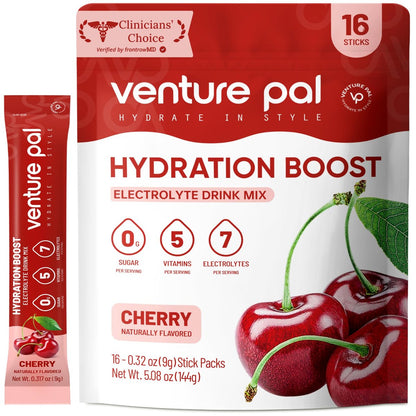 Venture Pal Zuckerfreie Elektrolyt-Pulverbeutel - Flüssiger Daily IV Drink für schnelle Hydration & Party-Erholung | 5 Vitamine & 7 Elektrolyte | Keto-freundlich | Non-GMO | Vegan | 16 Sticks
