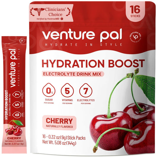 Venture Pal Zuckerfreie Elektrolyt-Pulverbeutel - Flüssiger Daily IV Drink für schnelle Hydration & Party-Erholung | 5 Vitamine & 7 Elektrolyte | Keto-freundlich | Non-GMO | Vegan | 16 Sticks