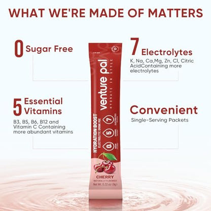 Venture Pal Zuckerfreie Elektrolyt-Pulverbeutel - Flüssiger Daily IV Drink für schnelle Hydration & Party-Erholung | 5 Vitamine & 7 Elektrolyte | Keto-freundlich | Non-GMO | Vegan | 16 Sticks