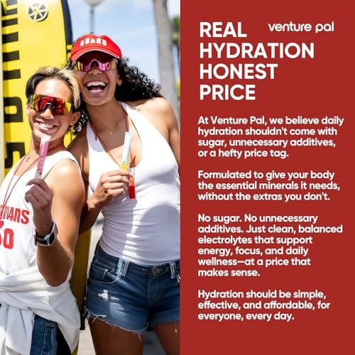 Venture Pal Zuckerfreie Elektrolyt-Pulverbeutel - Flüssiger Daily IV Drink für schnelle Hydration & Party-Erholung | 5 Vitamine & 7 Elektrolyte | Keto-freundlich | Non-GMO | Vegan | 16 Sticks